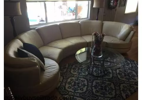 Round Italian Leather Sofa